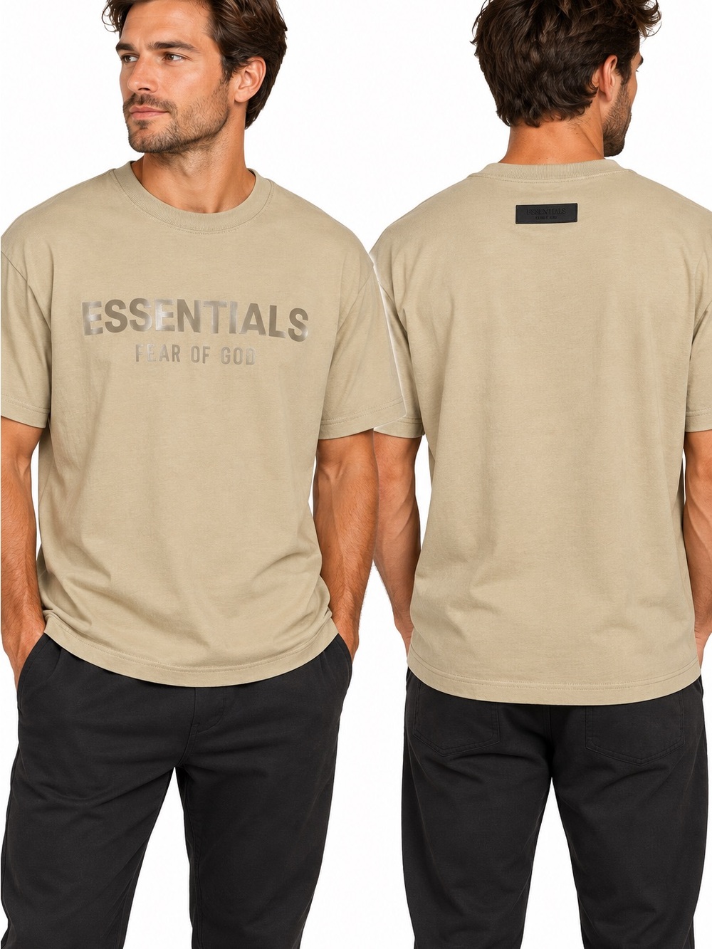 Fear of God ESSENTIALS Men's Taupe Beige Logo Tee